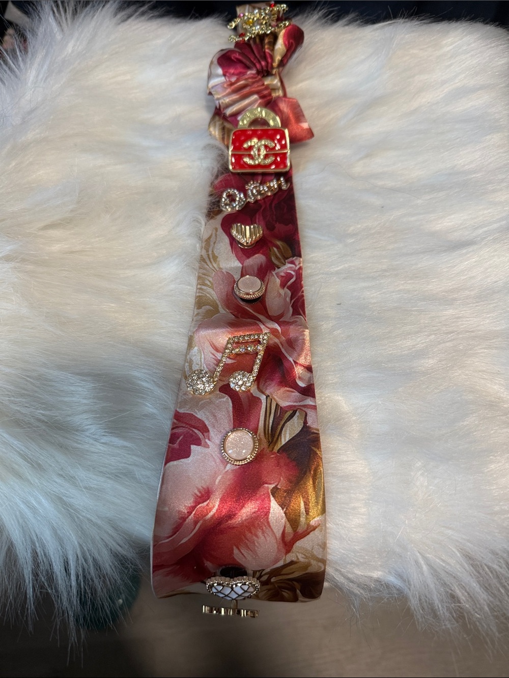 Silk Floral Junk Tie Flowers with Red and Gold Accents